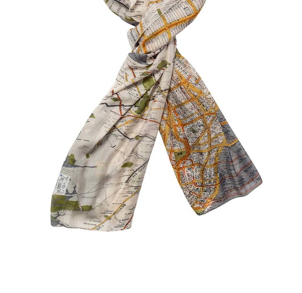 NEW ONE HUNDRED STARS women's new york map scarf in grey, yellow